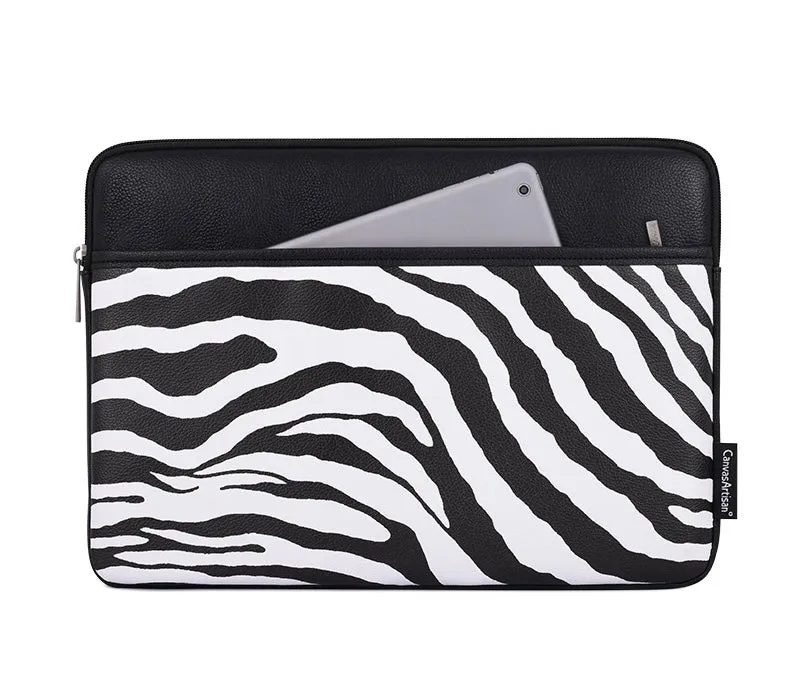 Zebra Print 15inch Protective Leather Laptop Bag