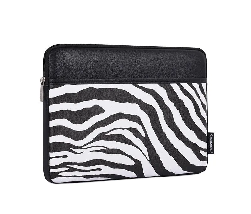 Zebra Print 15inch Protective Leather Laptop Bag